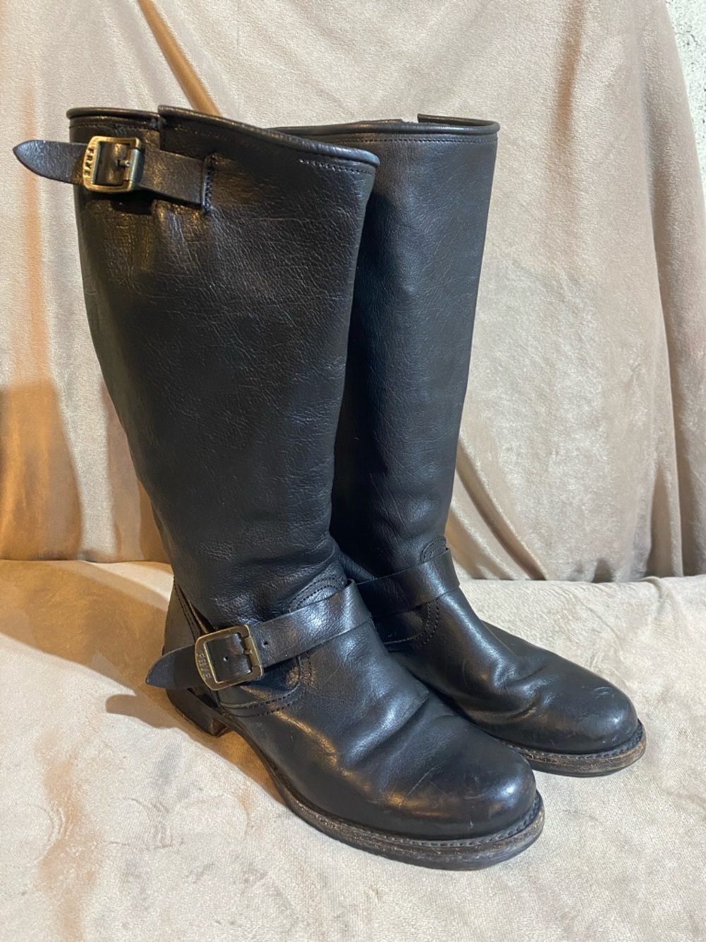 Frye Women's Veronica Slouch Boots in black tumbled full-grain leather